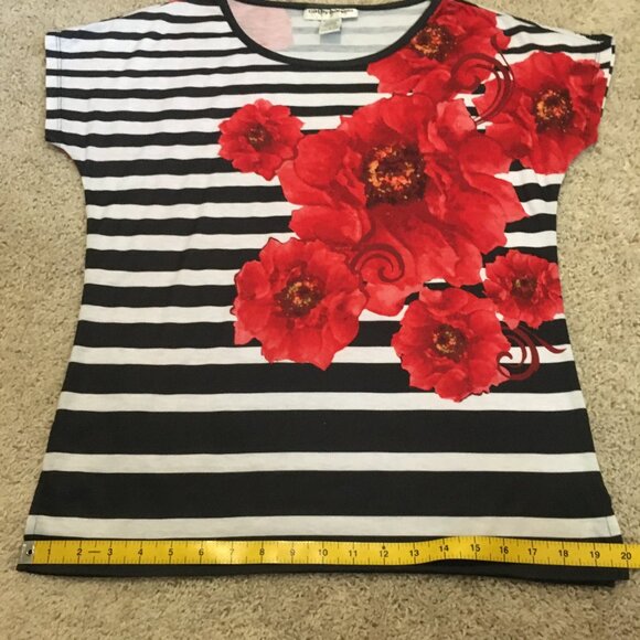 Cathy Daniels Striped + Red Flower Print Tee - Picture 11 of 13